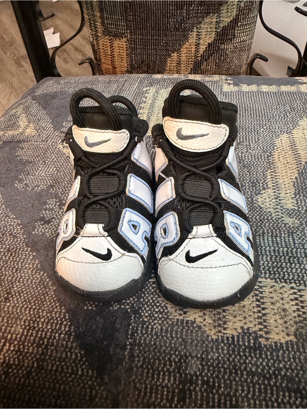 Nike Kids White & Black Athletic Sneakers with Light Blue Accents